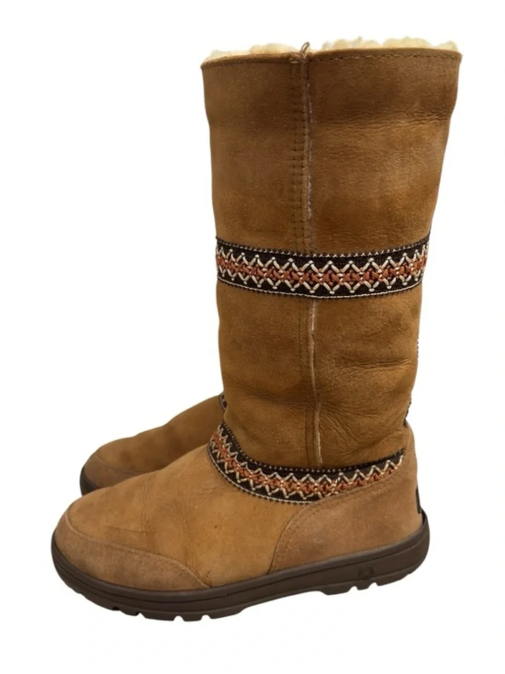 UGG Sundance Revival Chestnut Sheepskin Tasman Braid Boots Unique Womens US 6
